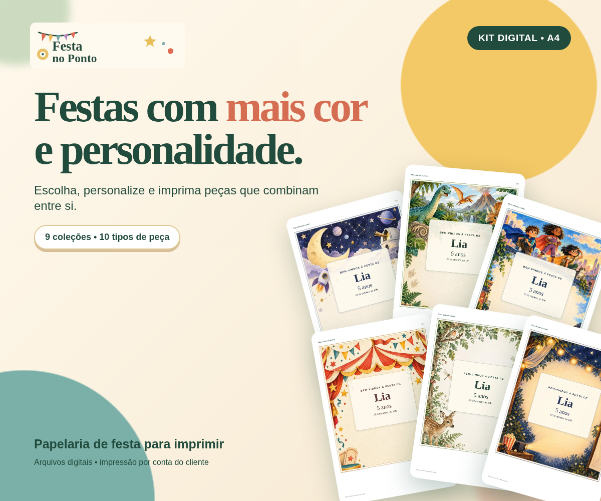 Prévia de peças reais de seis coleções do kit Festa no Ponto